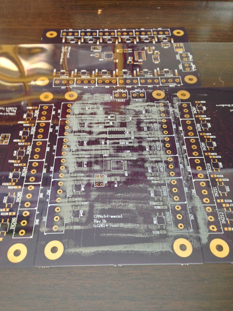 Stencil after applying solder paste